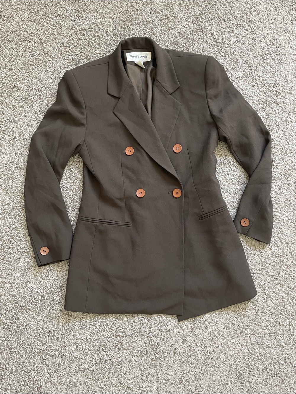 Rena Rowan Women's Double-Breasted Olive Green Double Breasted Blazer Small